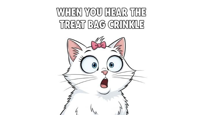 A surprised cartoon cat with wide eyes and open mouth looking at the viewer.