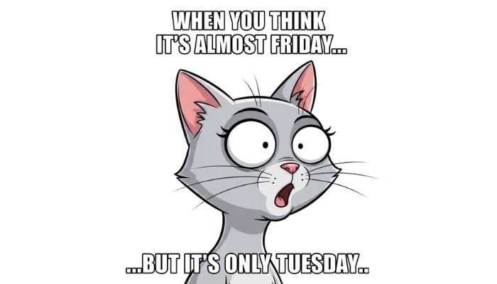 A cartoon female cat with a pink bow and shocked expression.