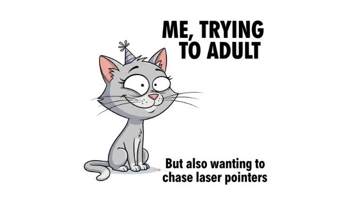 A shocked cartoon female cat with big eyes and text about Tuesday.