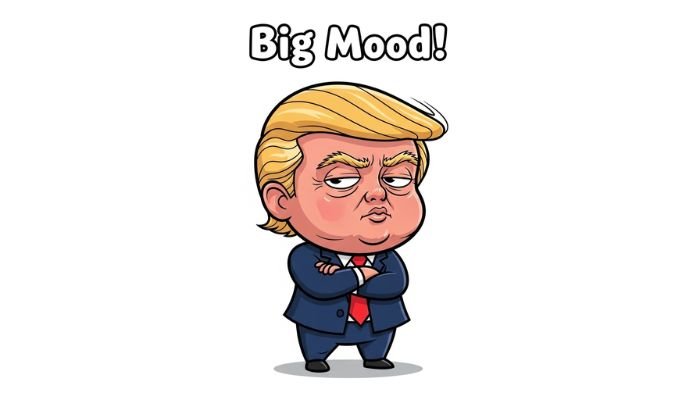 A cartoon of a baby version of Trump with a pouty expression.