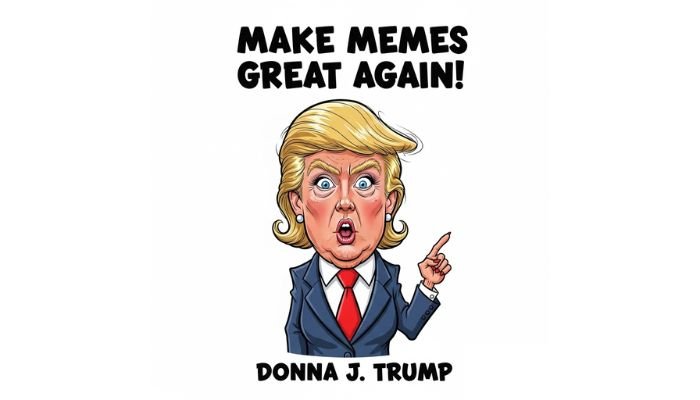 A cartoon of a female version of Trump with the text "MAKE MEMES GREAT AGAIN!".