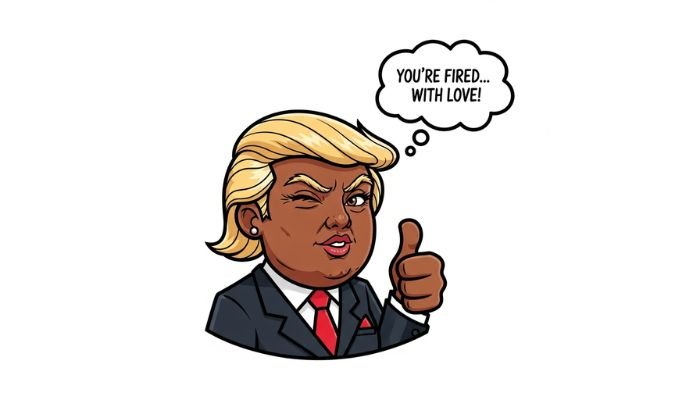 A cartoon of a Black female version of Trump winking and giving a thumbs up.